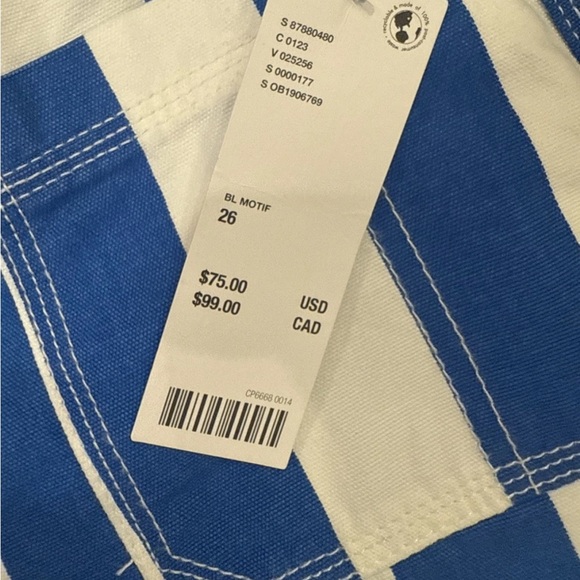 BDG Joey Striped Straight Leg Pant Blue White Size 26 NWT Urban Outfitters - Picture 3 of 5